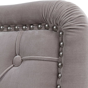 Tufted Velvet Barrel Chair with Nailhead Trim - Champagne