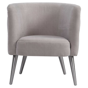 Tufted Velvet Barrel Chair with Nailhead Trim - Champagne