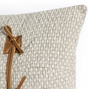 Leather Tie Classic Pillow-Oatmeal-16x24