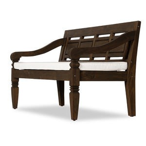 Foles Outdoor Bench W/ Cushion-Brown/Crm