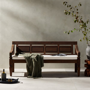 Foles Outdoor Bench W/ Cushion-Brown/Crm
