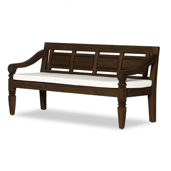 Foles Outdoor Bench W/ Cushion-Brown/Crm