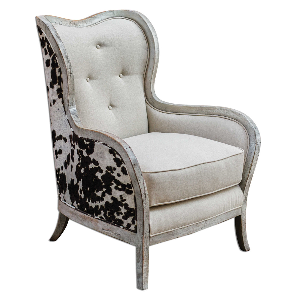 Chalina Brown & White Faux Pony Arm Chair