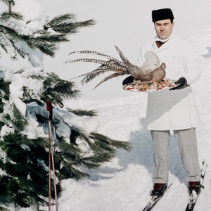 Skiing Waiters By Slim Aarons