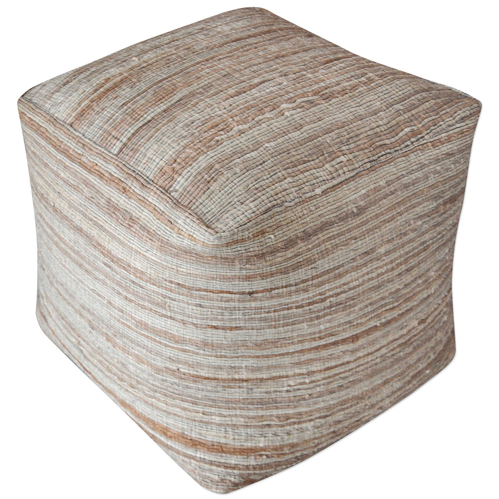 Square Hemp Pouf Ottoman - Beige