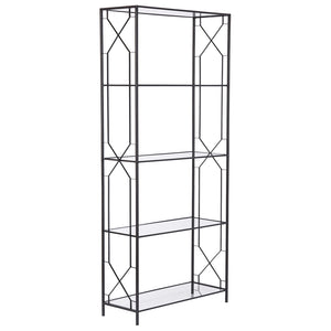 Geometric Etagere Black with Glass Shelves