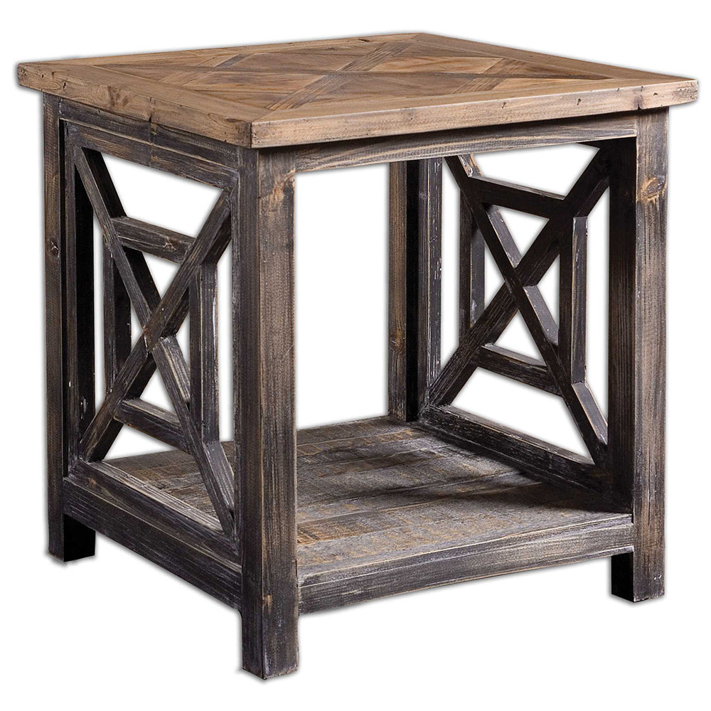 Reclaimed Wood Open Frame Side Table