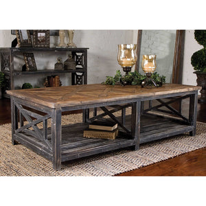Reclaimed Wood Open Frame Coffee Table