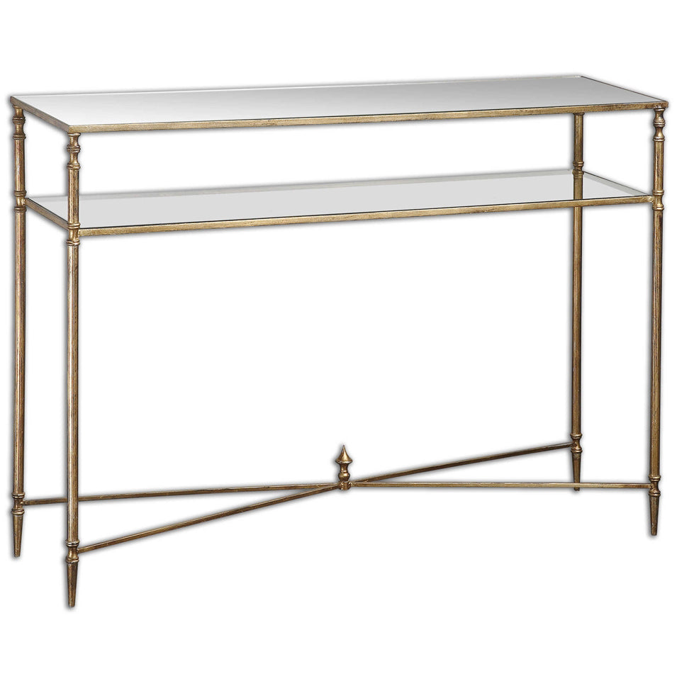 Henzler Gold Leaf & Mirror Console Table