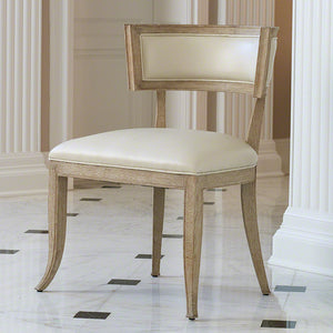 Curved Back Side Chair - Beige Leather