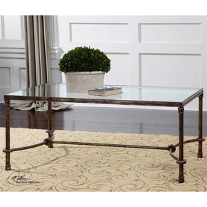 Equestrian Bronze Iron & Glass Coffee Table
