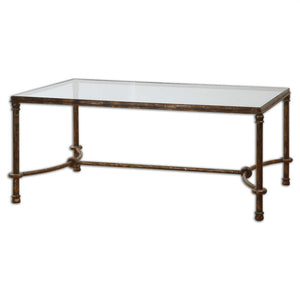 Equestrian Bronze Iron & Glass Coffee Table