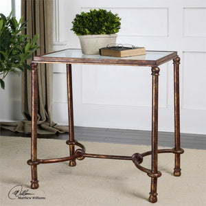 Equestrian Bronze Iron & Glass Side Table