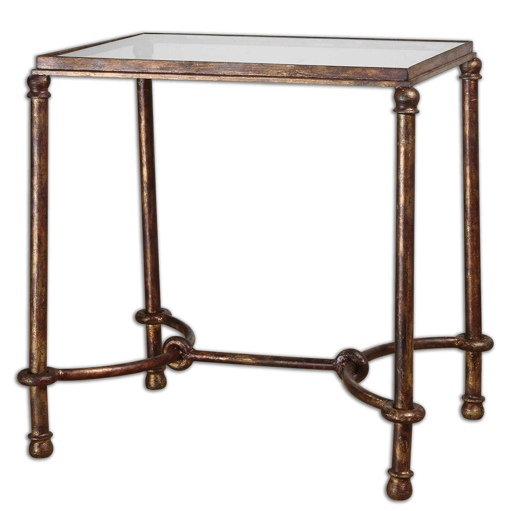 Equestrian Bronze Iron & Glass Side Table