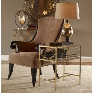Genell Glam Gold Leaf & Glass Side Table