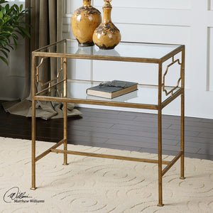 Genell Glam Gold Leaf & Glass Side Table