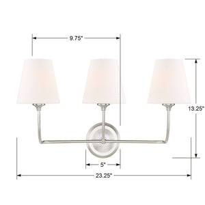 Libby Langdon for Crystorama Sylvan 3 Light Brushed Nickel Bathroom Vanity