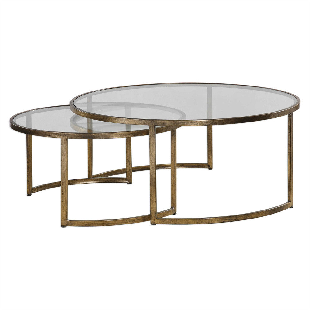 Gold Leaf Nesting Cocktail Tables – Set of 2