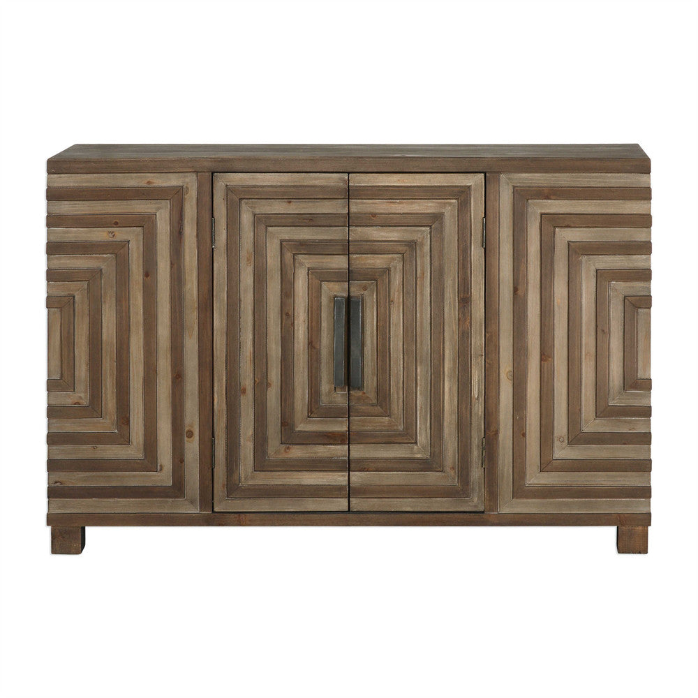 Two-Door Geometric Parquetry Console Cabinet