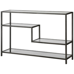 Ribbed Iron & Tempered Glass Industrial Console Table