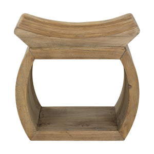 Reclaimed Wood Pagoda Accent Stool - Natural Finish