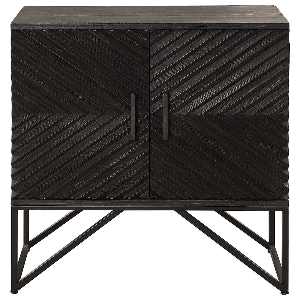 Chevron Pattern Two Door Accent Cabinet