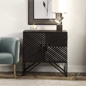 Chevron Pattern Two Door Accent Cabinet