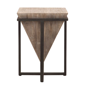 Inverted Wooden Pyramid Accent Table – Wrought Iron & Fir