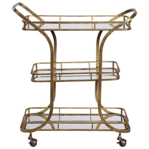 3-Tier Rolling Serving Cart with Mirrored Shelves