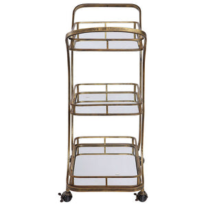 3-Tier Rolling Serving Cart with Mirrored Shelves