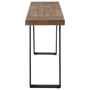 Weathered Oak Top Console Table with Angled Iron Legs