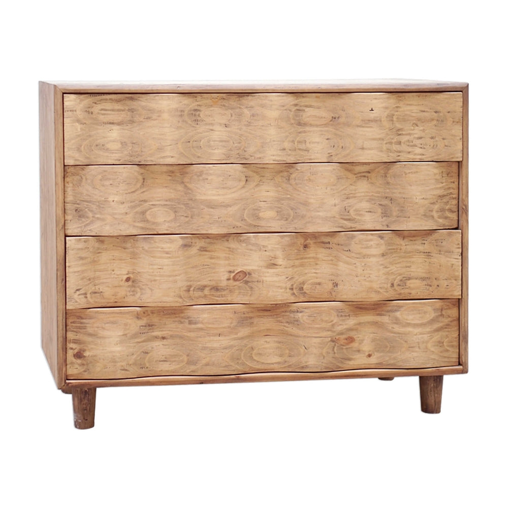 4-Drawer Rippled Face Accent Chest - Light Oak