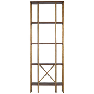 Transitional 4-Shelf Etagere in Brushed Antique Gold