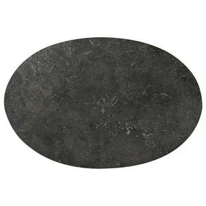 Modern Iron Frame Accent Table with Oval Bluestone Top