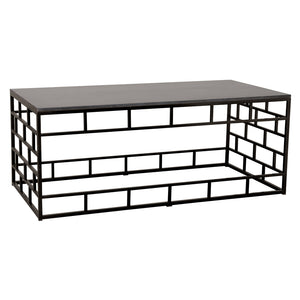 Rectangle Mason Metal Coffee Table with Granite Top - Black