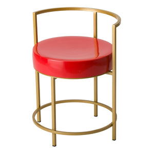Metal-Frame Chair with Ceramic Seat - Gold / Coral