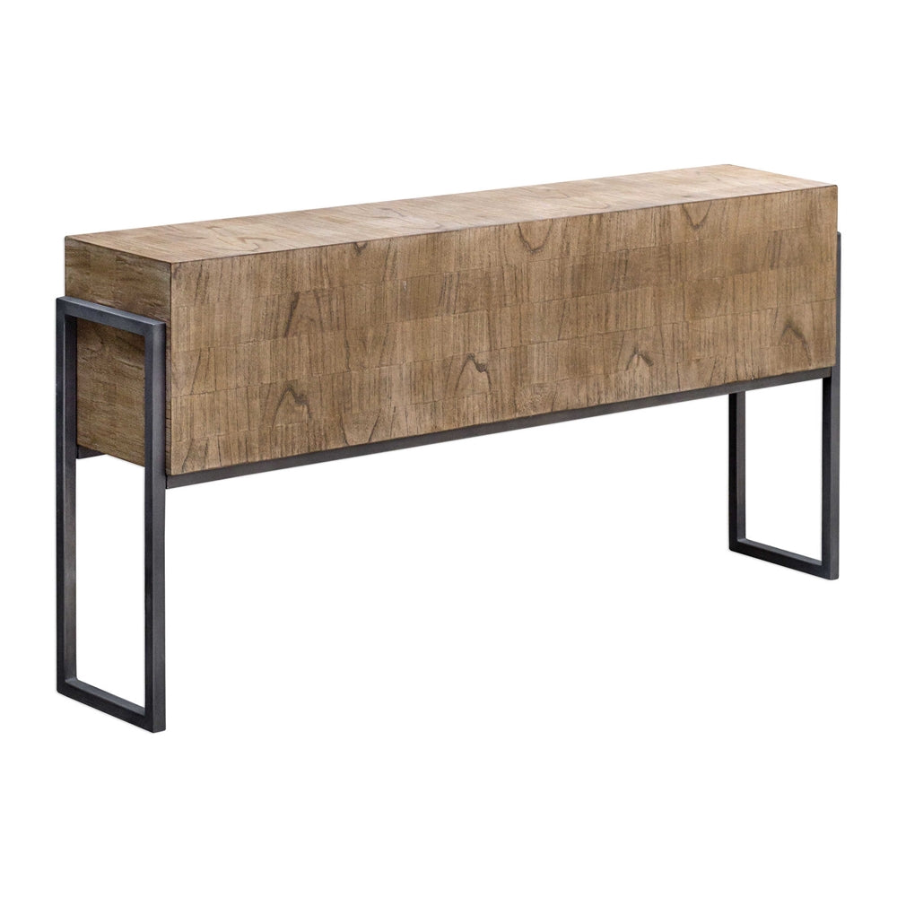 Cast Iron & Mahogany Industrial Sofa Table