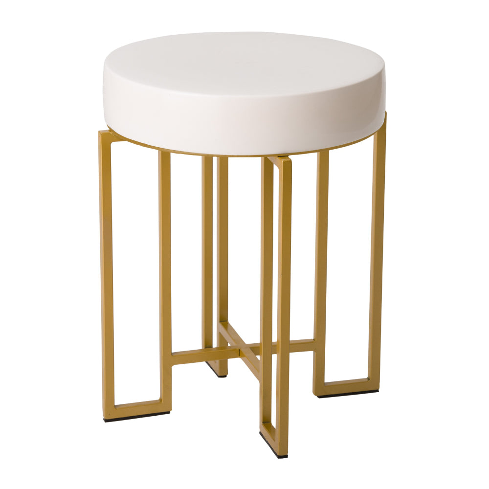 Gatsby Round Metal Stool with White Ceramic Top - Gold Powdercoat