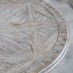 Circle Motif Distressed Mango Wood Accent Table