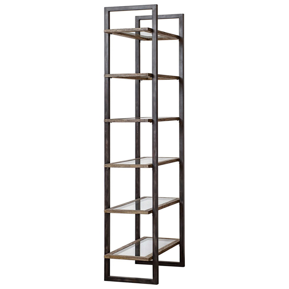 Iron, Glass & Wood 6-Shelf Etagere