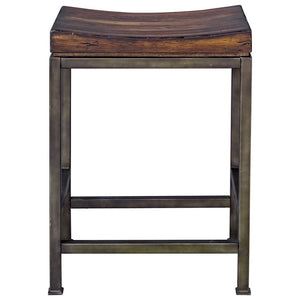 Industrial Counter Stool with Solid Hardwood Seat