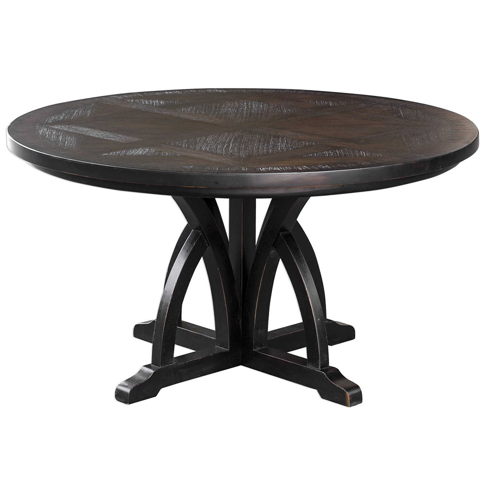Arched Motif Mango Wood Dining Table — Black