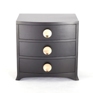 Bow Front 3-Drawer Chest - Ebony