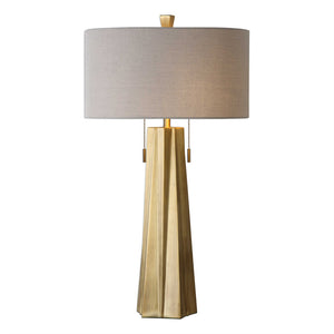 Pleated Table Lamp – Antique Brass