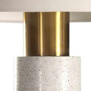 Concrete Column Table Lamp with Brushed Brass Details