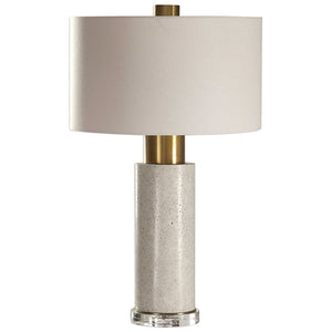 Concrete Column Table Lamp with Brushed Brass Details