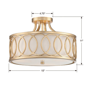 Libby Langdon for Crystorama Graham 3 Light Antique Gold Ceiling Mount