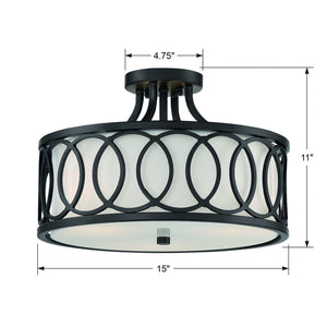 Libby Langdon for Crystorama Graham 3 Light Matte Black Ceiling Mount