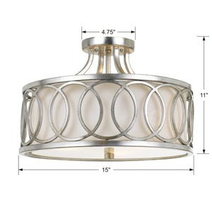 Libby Langdon for Crystorama Graham 3 Light Antique Silver Ceiling Mount