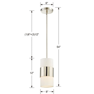 Libby Langdon for Crystorama Grayson 1 Light Polished Nickel Pendant